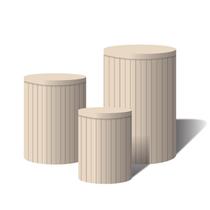 Trio Capas Para Cilindro Versátil Ripado Bege C/ Elástico