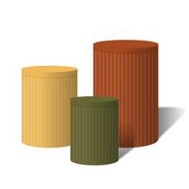 Trio Capas Para Cilindro Versátil Ripados Verde Musgo Amarelo Terracota C/ Elástico