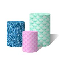 Trio Capas Para Cilindro Versátil Sereia Escamas Aquarelas e Glitter 1C/ Elástico