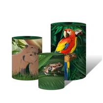 Trio Capas Para Cilindro Vida Selvagem Animais Floresta Sempre Verde C/ Elástico