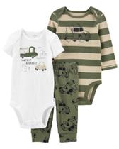 Trio Carters bebê menino verde militar caminhão