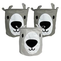 Trio Cestos de Roupa Organizador Brinquedo Infantil Urso 50L