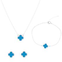 Trio Conjunto de Trevo Azul Maria Alice