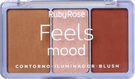 Trio Contorno+Iluminador+Blush Feels Mood Ruby Rose HB7526 (130)