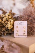 Trio coração. Semi jóia, dourado.