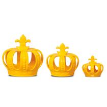Trio Coroa em Cerâmica Decorativa Amarela