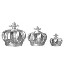 Trio Coroa em Cerâmica Decorativa Prata