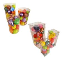 Trio Cubo e Cilindro Transparente Desmontável Acrílico Gran Trio Cubo e Cilindro Transparente Desmontável Acrílico Gran