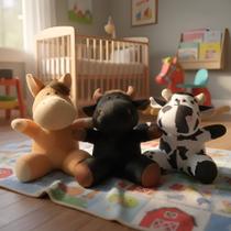 Trio Da Fazendinha Vaca Boi Da Cara Preta E Cavalinho 30cm de Pelúcia