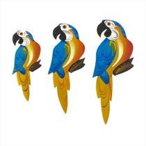 Trio De Arara P Decoração Kit Quadro Mdf Para Varanda Jardim Sacada Sitio