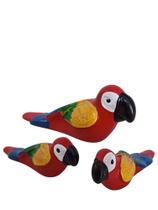 Trio de Araras vermelha de porcelana miniaturas enfeite