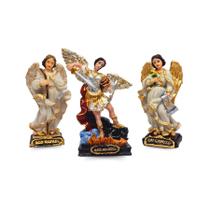 Trio De Arcanjos Três Arcanjos Em Resina São Miguel Gabriel E Rafael 15cm - Divinário