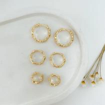 Trio de Argolas Bambu Click Banhadas a Ouro 18K