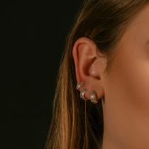 Trio de argolas com detalhe em ródio Trio de argolas com detalhe em ródio