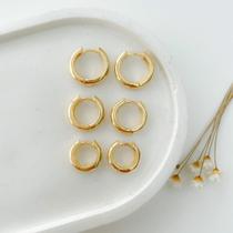 Trio de Argolas Lisas Click Banhadas a Ouro 18K Trio de Argolas Lisas Click Banhadas a Ouro 18K