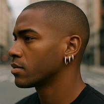 Trio de Argolas Redondas Prata 925 Amaré Kit de Brincos Lisos Minimalistas, Tamanhos Sortidos, Unissex