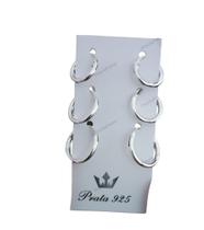 Trio de Argolinhas Prata Legítima