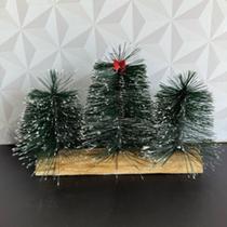 Trio de árvore de natal pinheiro com 3 peças e base de gesso para decoração verde ou nevado
