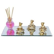 Trio de bailarinas Decorativo com base em espelho Enfeite em Resina kit com 3 balé dança decoração casa