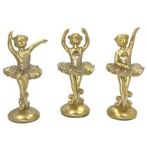 Trio de bailarinas Decorativo Enfeite em Resina kit com 3 balé dança decoração casa