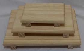 Trio de bandeja retangular pinnus mesa posta festa doces aniversario.