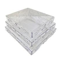 Trio De Bandejas Acrílico Ps Transparente Arabesco Trio De Bandejas Acrílico Ps Transparente Arabesco