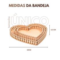 Trio de Bandejas Coração Pérola MDF Cru Corte Laser Dia dos Namorados