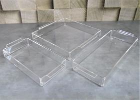 Trio de bandejas organizadoras em acrílico transparente Trio de bandejas organizadoras em acrílico transparente