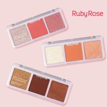 Trio de blush e iluminador - ruby rose