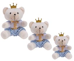 Trio de Boneco Urso Principe para Nicho de Quarto de Bebê