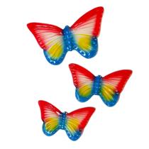 Trio de Borboleta de Colocar na Parede Decorada Ceramica