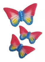 Trio De Borboleta Pequeno 3 Peças Cerâmica Enfeite De Parede - Hp Decor