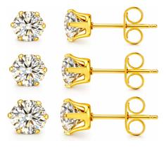 Trio De Brinco Banhado A Prata 925 Ponto De Luz Com Zircônia Trio De Brinco Banhado A Prata 925 Ponto De Luz Com Zircônia