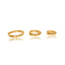 Trio De Brinco Liso Folheado Em Ouro 18k F027