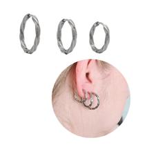 Trio de Brinco Torcido em Aço Cirúrgico Antialérgico de Click