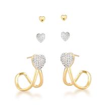 Trio de Brincos Argola e dois corações Banhados a Ouro 18k Trio de Brincos Argola e dois corações Banhados a Ouro 18k