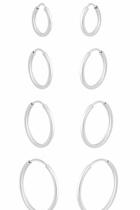 Trio de Brincos Argolas em Prata 925 Fio Quadrado