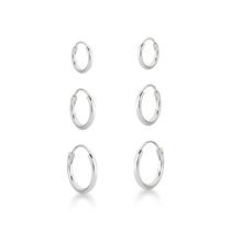 Trio de Brincos Argolas Unissex Prata 925