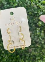 Trio de brincos argolinhas cravejadas mini