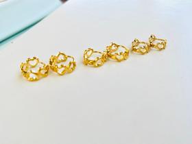 Trio de brincos argolinhas de coração semi joia prata 925 e ouro18k P M G