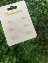 Trio de brincos coração mini