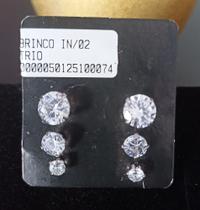 Trio de brincos de aço strass Trio de brincos de aço strass