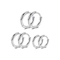Trio de Brincos de Argolinha Aço Cirúrgico Unissex - 3 pares
