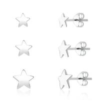 Trio de Brincos de Estrela Aço e Inox - 3 pares