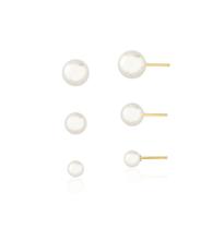 Trio de brincos de pérolas banhado a ouro - conjunto de brincos