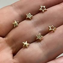 Trio de brincos estrelas douradas