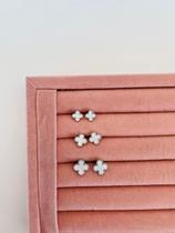 Trio de Brincos folheados de trevo kit com 3 brincos em tam diferentes