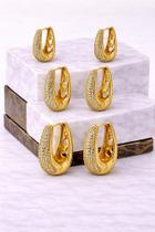Trio de Brincos Gotas Cravejadas Luxo em Ouro 18k