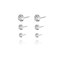 Trio De Brincos Ponto De Luz Em Prata 925 F027