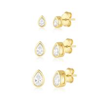 Trio de Brincos Ponto de Luz Gota Trio de Brincos Ponto de Luz Gota